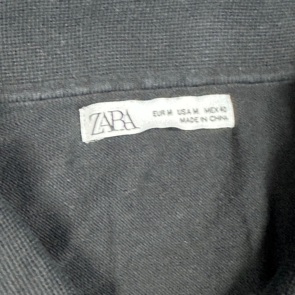 Zara Womens Medium M Black Knit Short Sleeve Polo Shirt Button Collar Ribbed - Picture 4 of 8